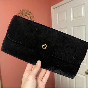 Victoria's Secret Black Clutch with Gold Heart Detail